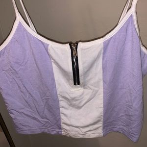 light purple color block crop top